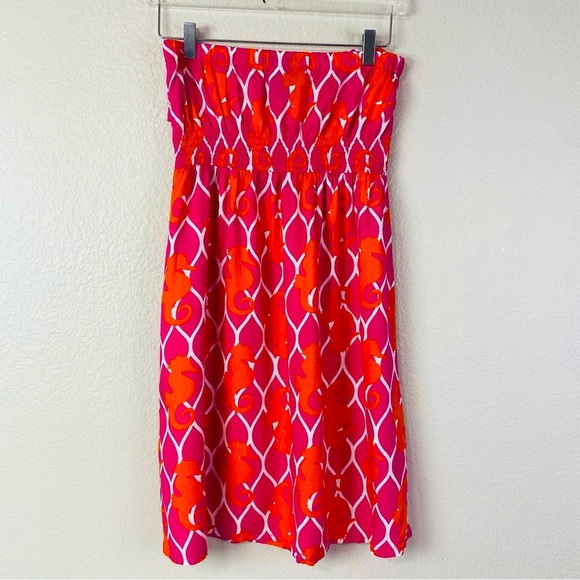 Escapada Strapless Seahorse Print Dress Size L - Picture 4 of 9